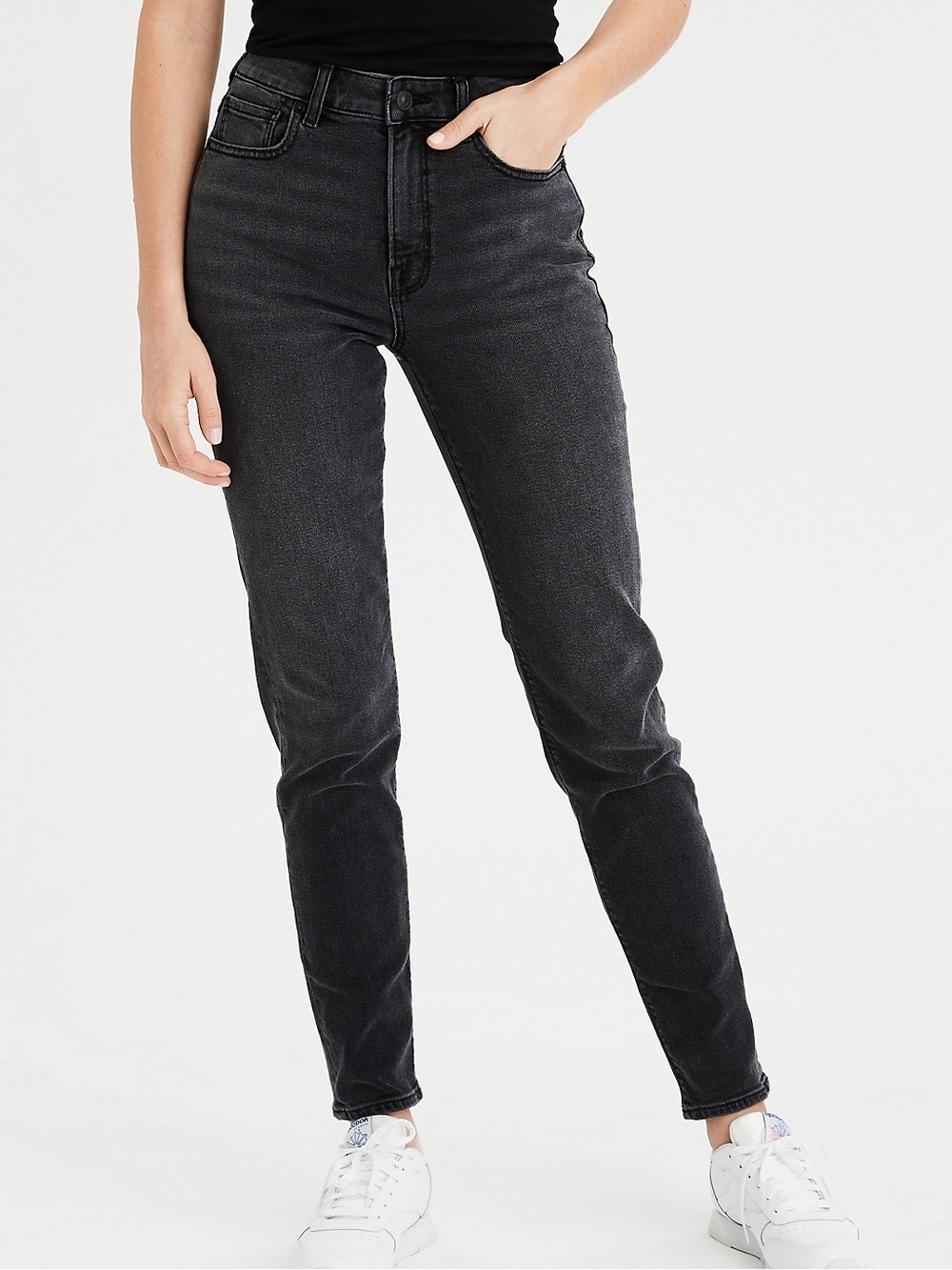 AE stretch mom jeans